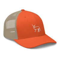 Casquette trucker roux et kaki Coucou Petite Perruche — trois-quarts avant droit