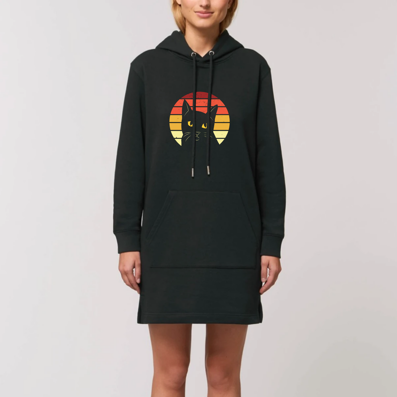 robe a capuche femme bio chat noir