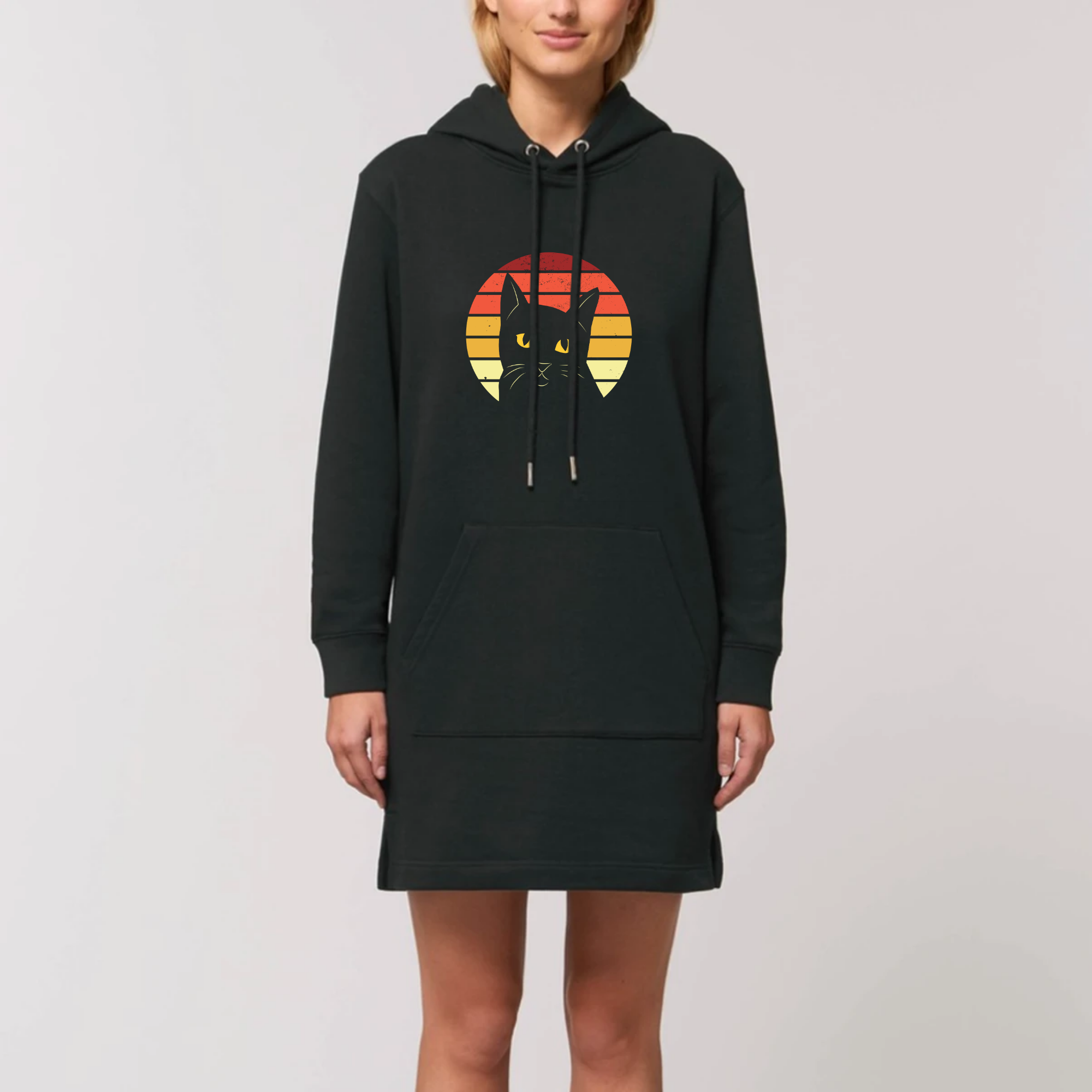 robe a capuche femme bio chat noir