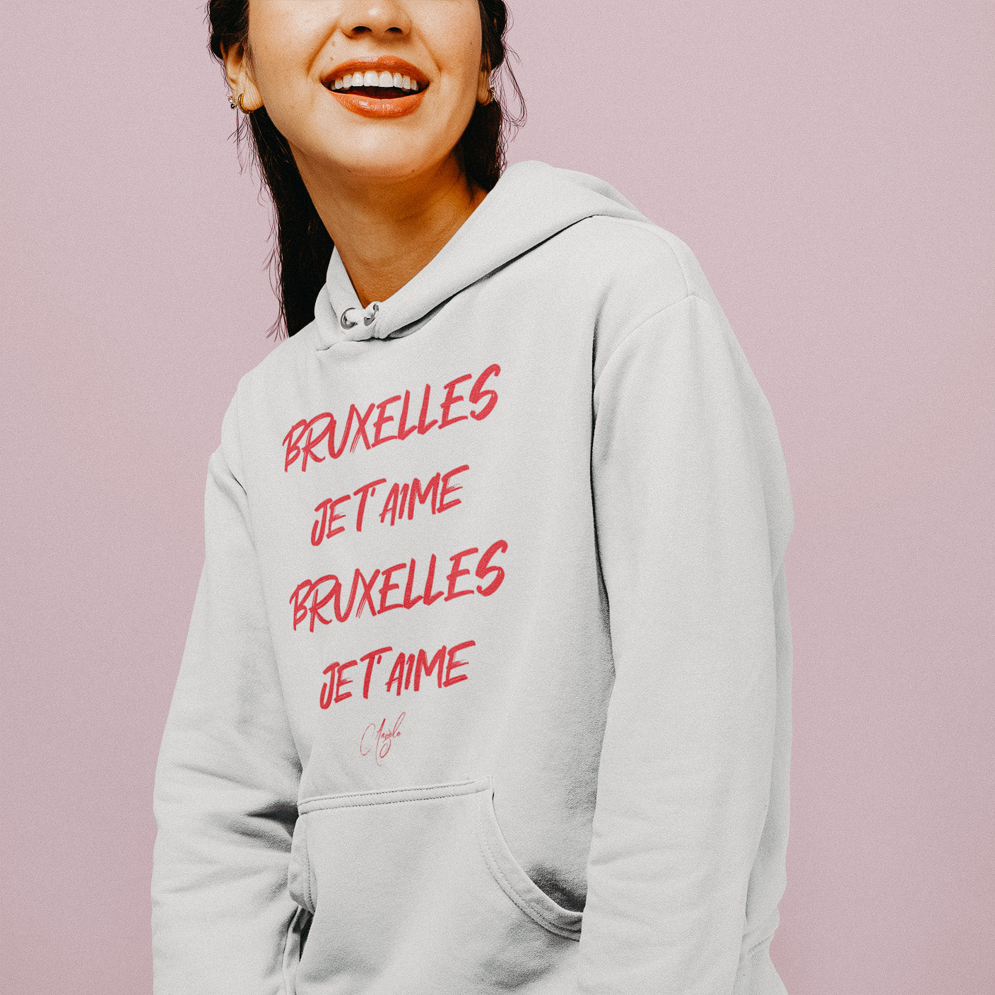 Sweat à capuche - "Bruxelles je t'aime" (Poche Kangourou)