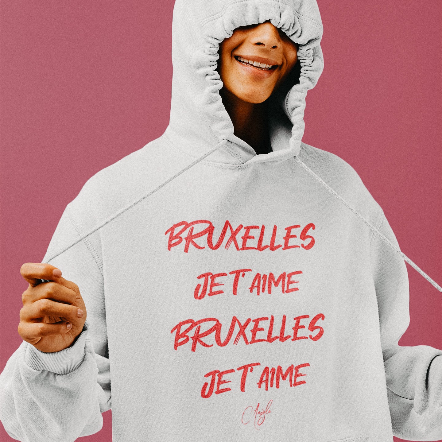 Sweat à capuche - "Bruxelles je t'aime" (Poche Kangourou)