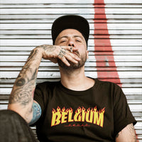 teeshirt belgique euro 2021 imprime belgium squad en flames