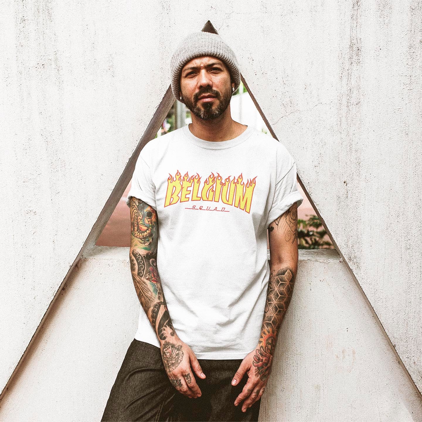 tshirt belge personalise belgium squad en flame