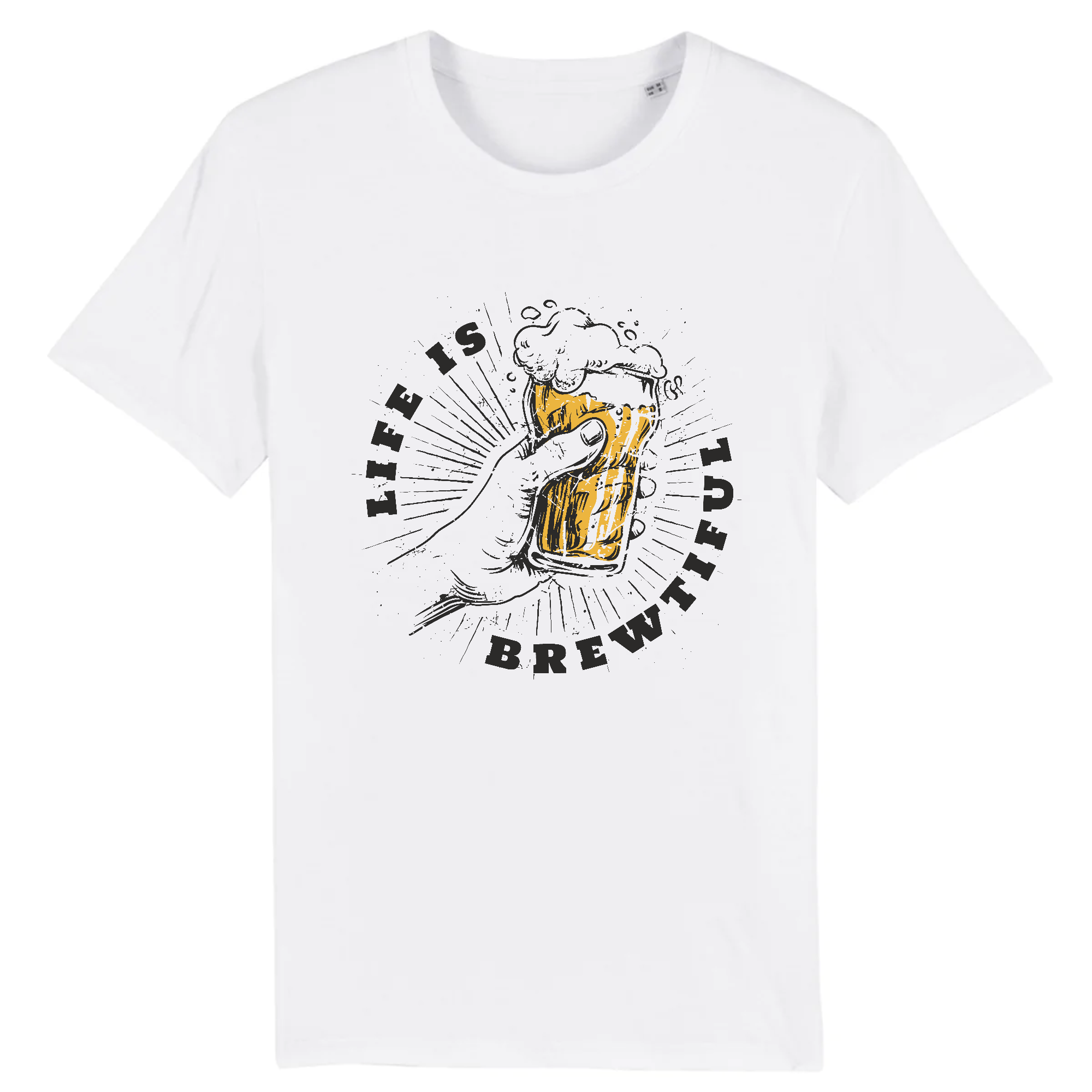 teeshirt belge fan biere biere en main ecrit life is brewtiful