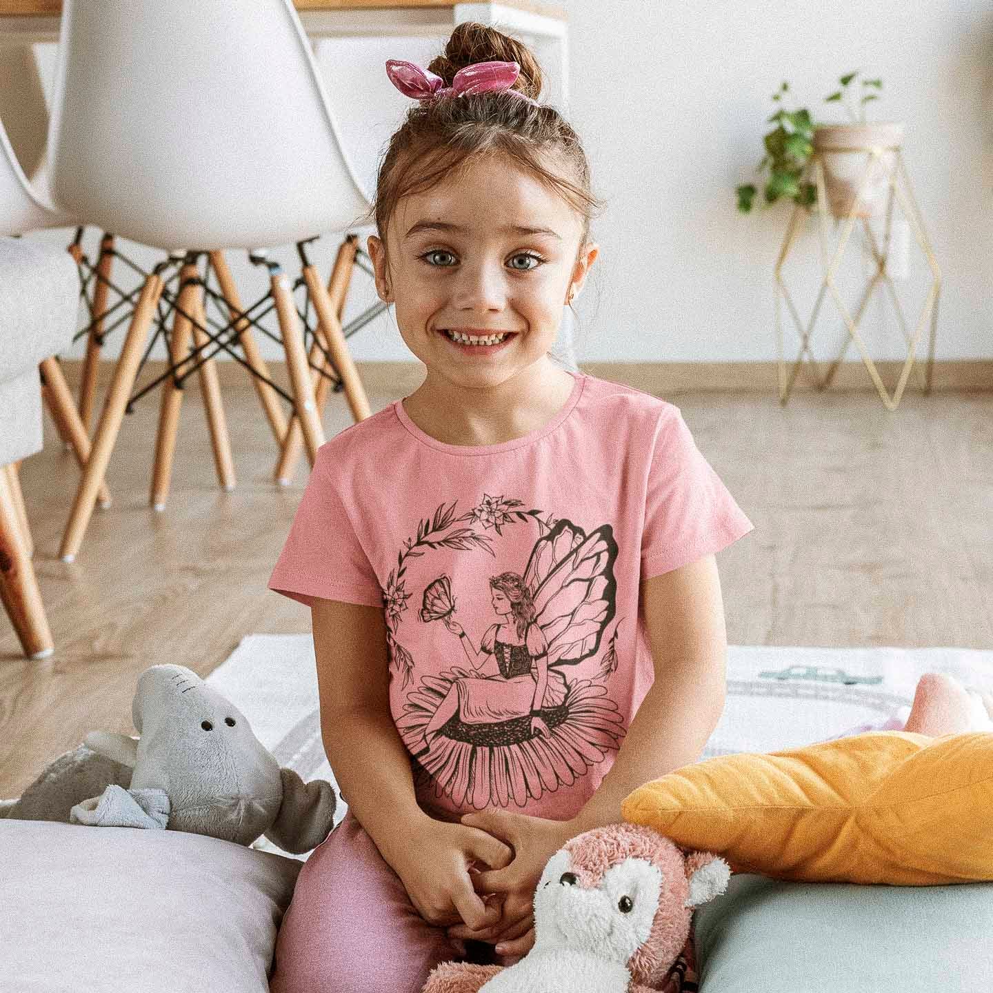 teeshirt rose fille fée clochette disney
