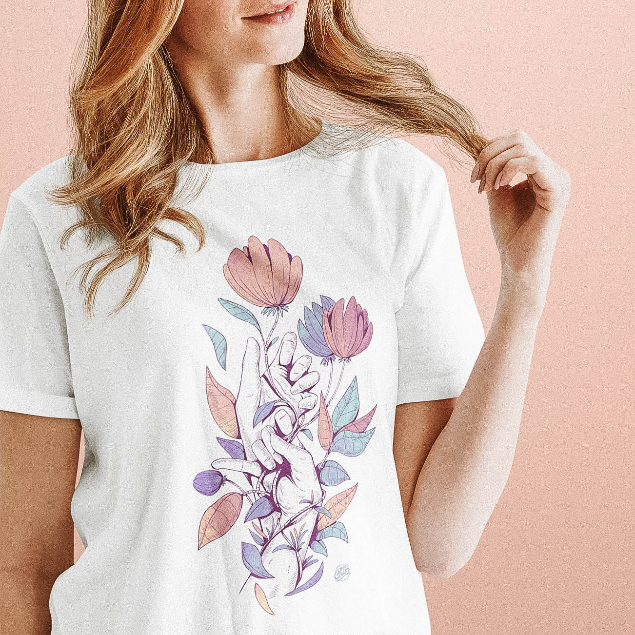 teeshirt femme fleurs dessin art 