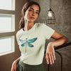 tshirt femme jaune pale libellule