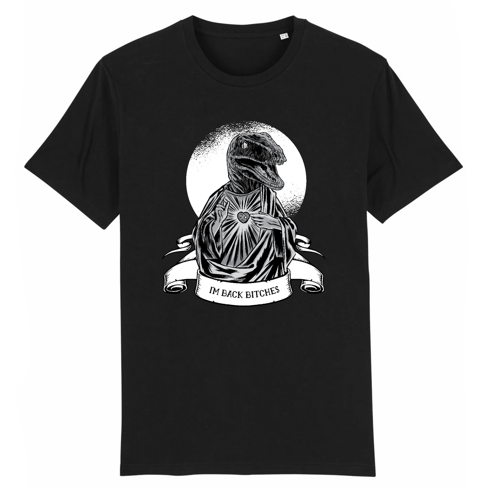 teeshirt jesus christ raptor dinosaure chretien noir