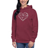 Pull à capuche femme brodé - Coeur origami
