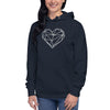 Pull à capuche femme brodé - Coeur origami