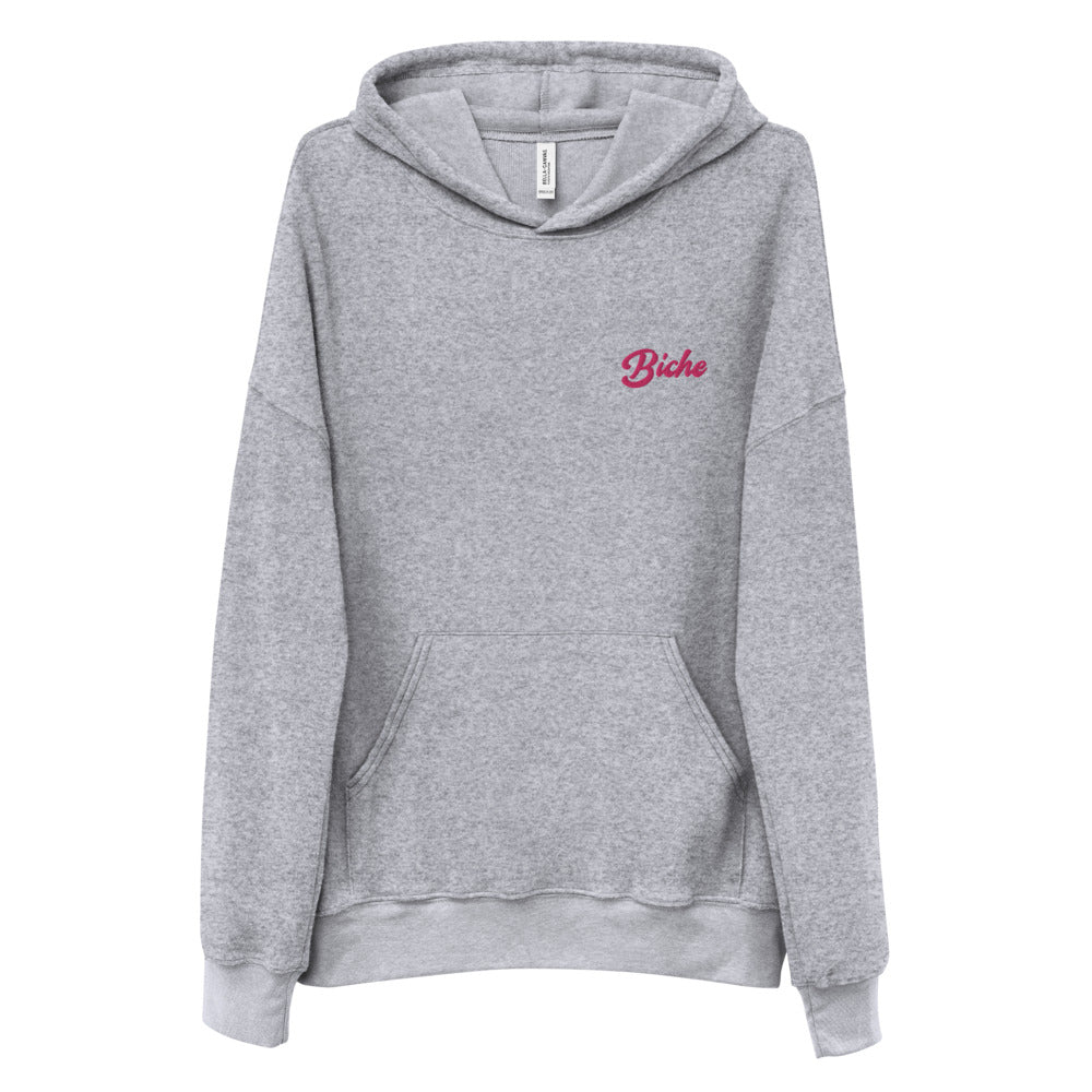 Sweat à capuche en polaire effet daim brodé - "Biche"