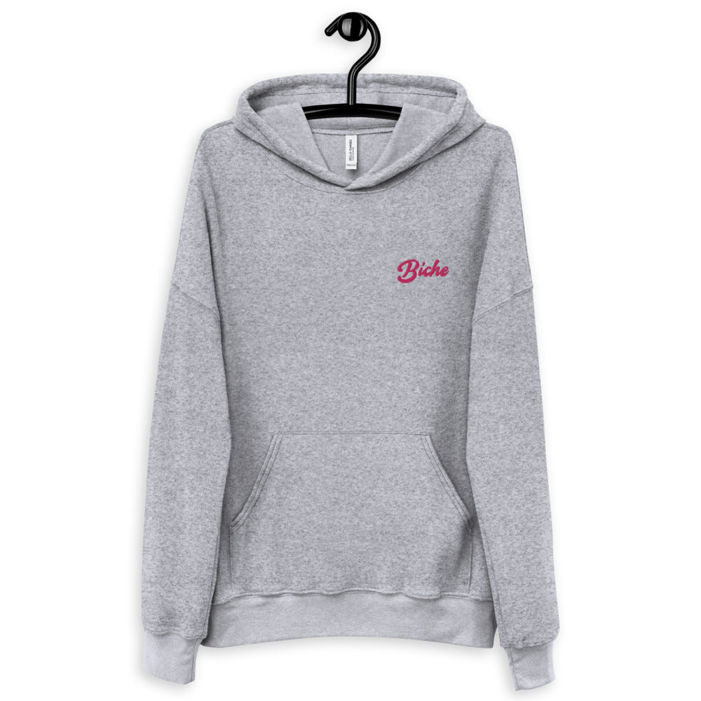 Sweat à capuche en polaire effet daim brodé - "Biche"